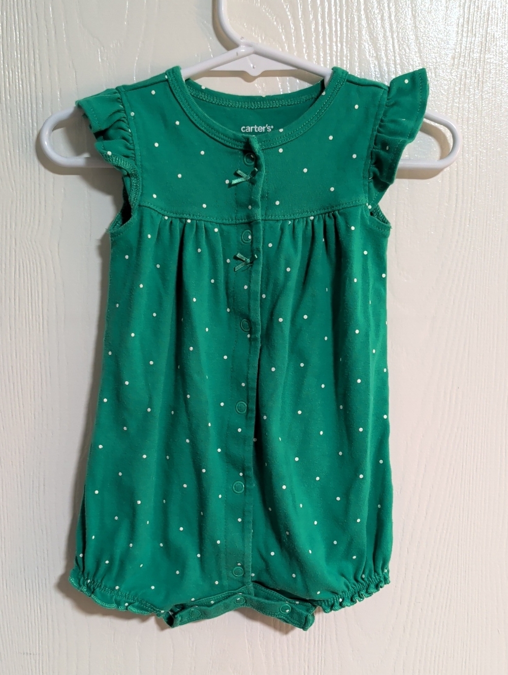 Carter's Emerald Green Polka Dot Baby Romper